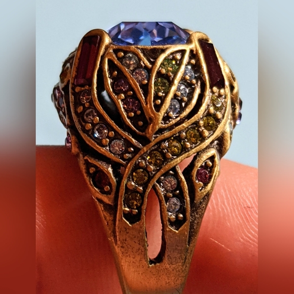 Heidi Daus Vintage Crystal Gold Tone Cocktail Sparkly Statement Ring size 10.5 - Picture 2 of 8